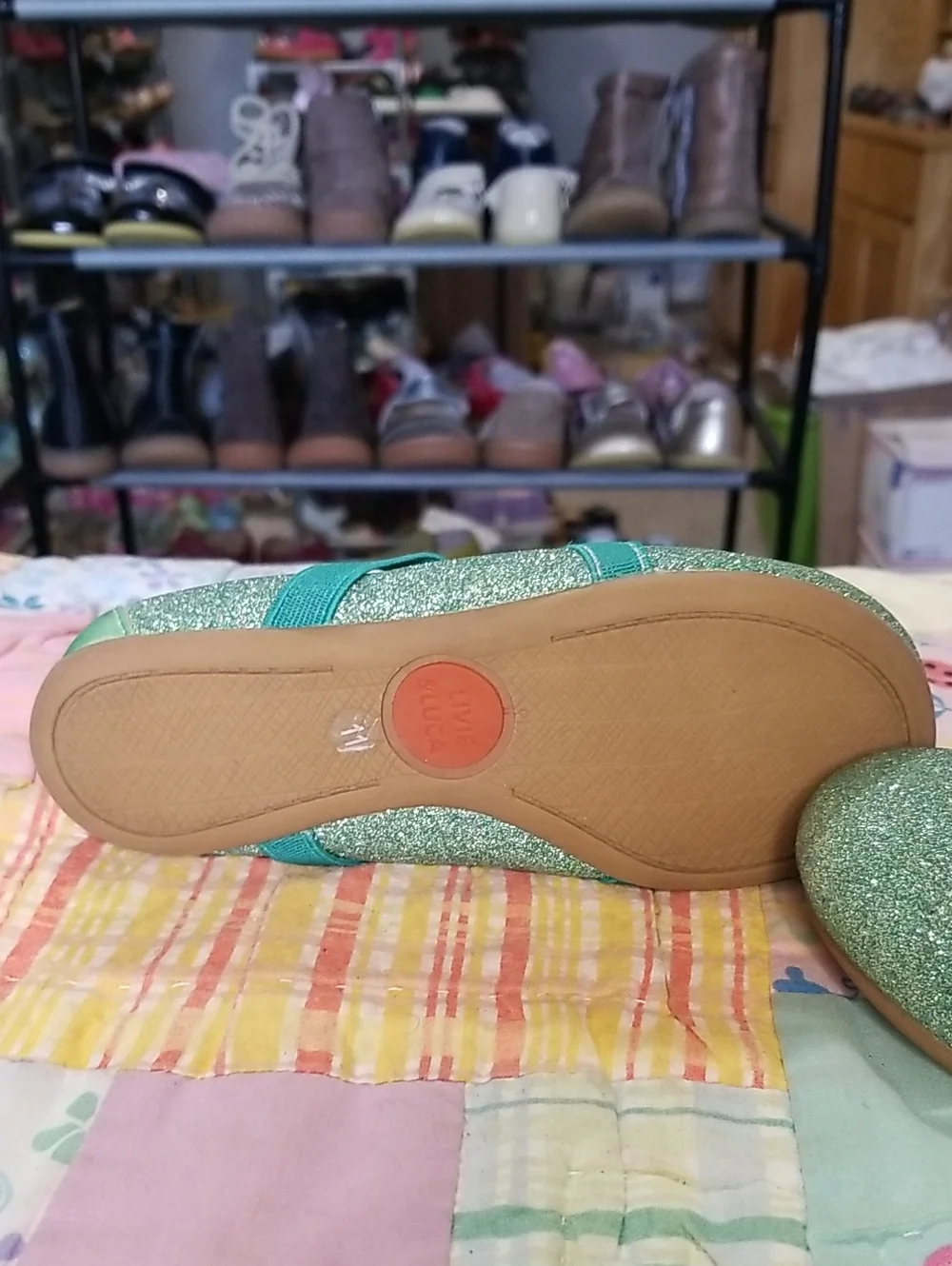 Livie & Luca Glitter Ballet Flats Size 11 Aurora in Ocean sparkle Shimmer